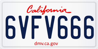 CA license plate 6VFV666