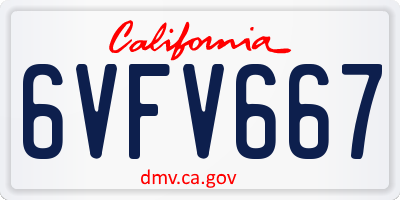 CA license plate 6VFV667