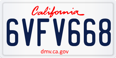 CA license plate 6VFV668