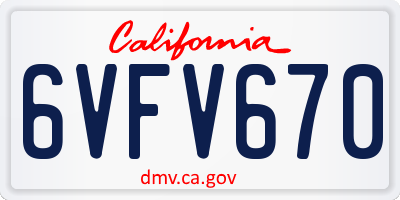 CA license plate 6VFV670