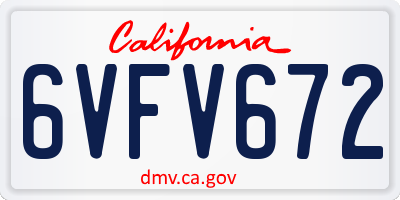 CA license plate 6VFV672