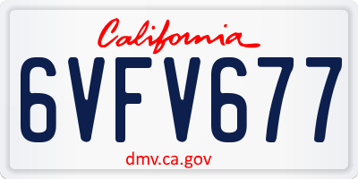 CA license plate 6VFV677
