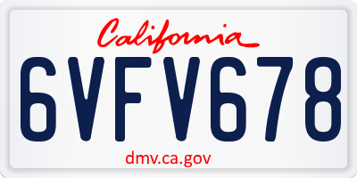 CA license plate 6VFV678