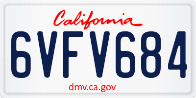 CA license plate 6VFV684