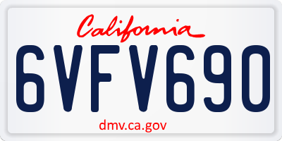 CA license plate 6VFV690