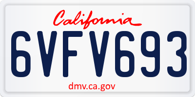 CA license plate 6VFV693