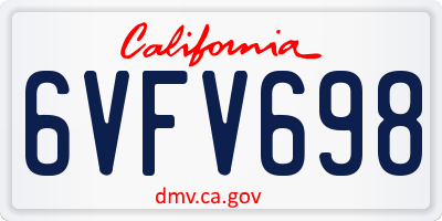 CA license plate 6VFV698
