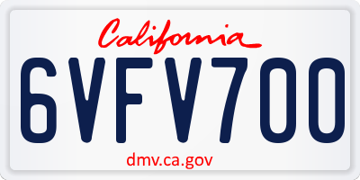 CA license plate 6VFV700