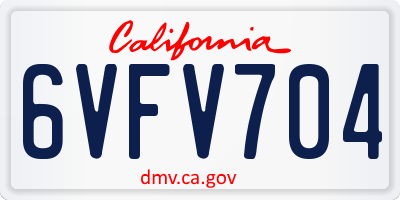CA license plate 6VFV704
