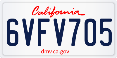CA license plate 6VFV705