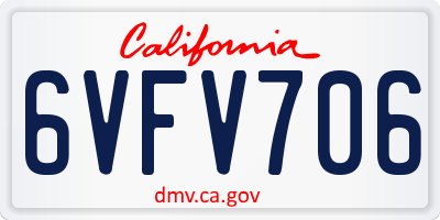 CA license plate 6VFV706