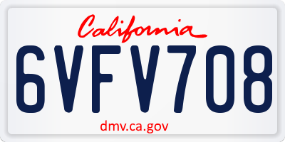 CA license plate 6VFV708