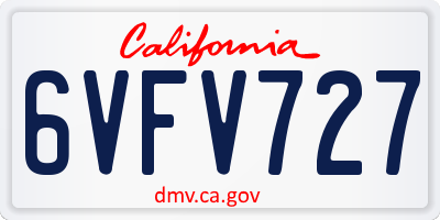 CA license plate 6VFV727