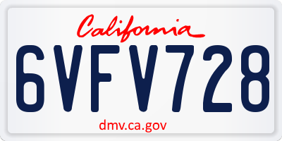 CA license plate 6VFV728