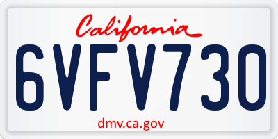 CA license plate 6VFV730