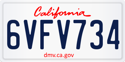 CA license plate 6VFV734