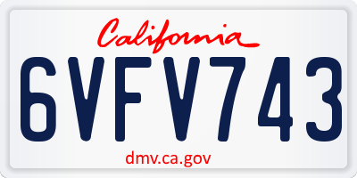 CA license plate 6VFV743