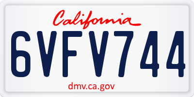 CA license plate 6VFV744