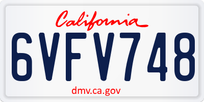 CA license plate 6VFV748
