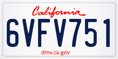 CA license plate 6VFV751