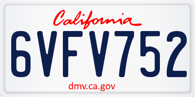 CA license plate 6VFV752
