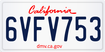 CA license plate 6VFV753