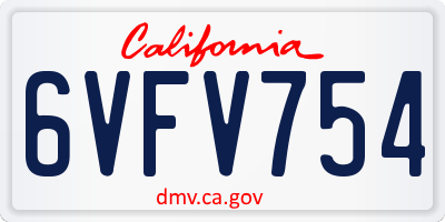 CA license plate 6VFV754