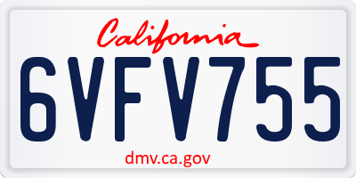 CA license plate 6VFV755
