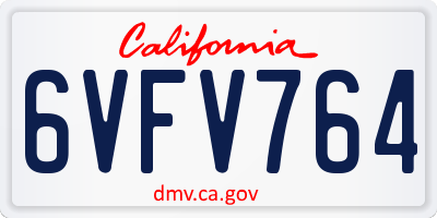CA license plate 6VFV764