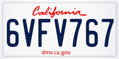 CA license plate 6VFV767