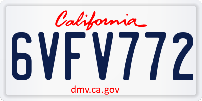 CA license plate 6VFV772