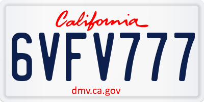 CA license plate 6VFV777