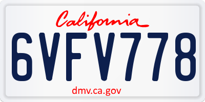 CA license plate 6VFV778