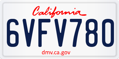 CA license plate 6VFV780