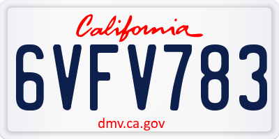 CA license plate 6VFV783