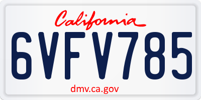 CA license plate 6VFV785