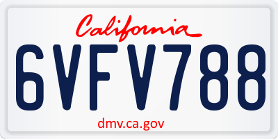 CA license plate 6VFV788
