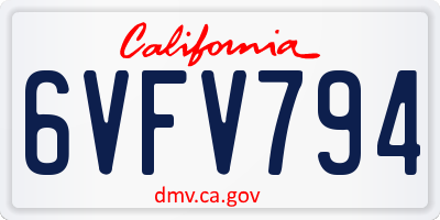 CA license plate 6VFV794