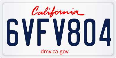 CA license plate 6VFV804