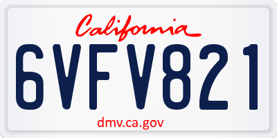 CA license plate 6VFV821