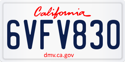 CA license plate 6VFV830