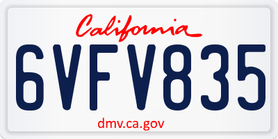 CA license plate 6VFV835