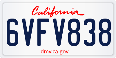 CA license plate 6VFV838
