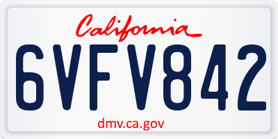 CA license plate 6VFV842