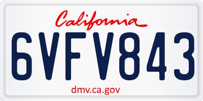 CA license plate 6VFV843