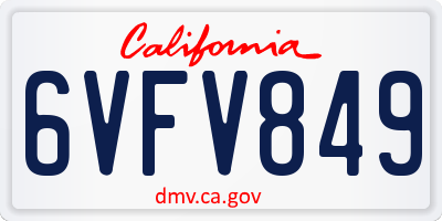 CA license plate 6VFV849