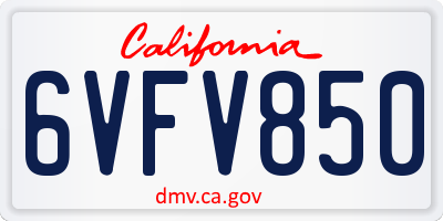 CA license plate 6VFV850