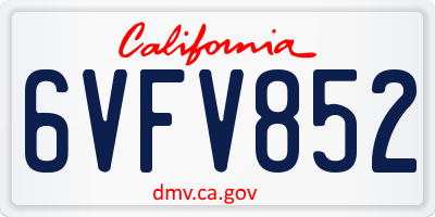 CA license plate 6VFV852