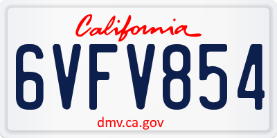 CA license plate 6VFV854