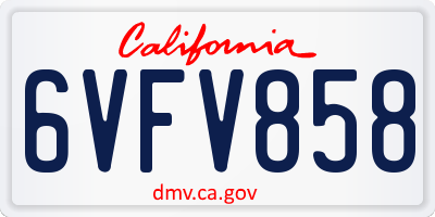 CA license plate 6VFV858